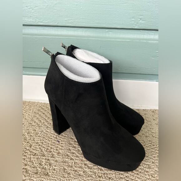Jessica Simpson NWOB black suede platform booties 5 inch boots going out 9.5 - Picture 1 of 10